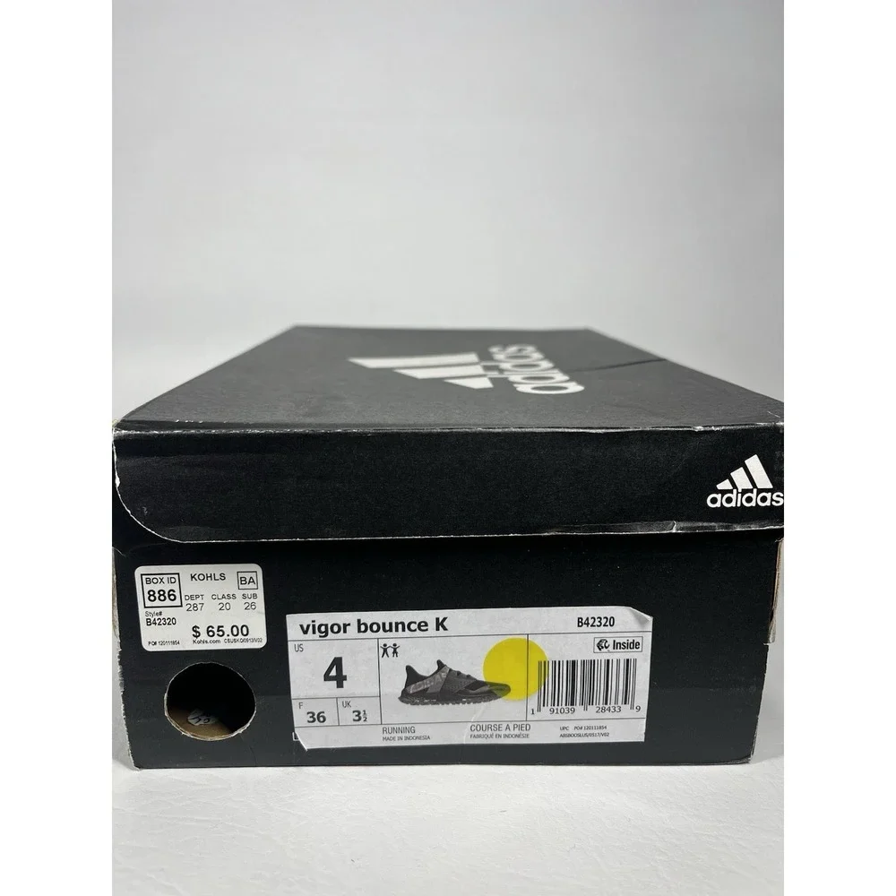 Adidas Vigor Bounce Shoes Size 4 Black Gray B42320 Athletic Lace Up